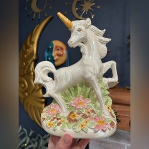 Vintage Whimsical, Whimsigoth Iridescent Ceramic Unicorn Figurine